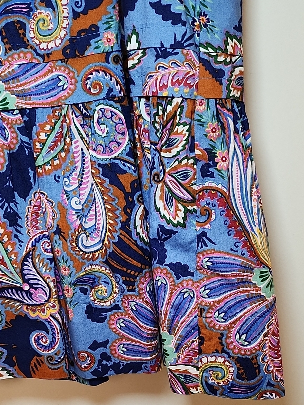 Anthro Somerset Mini Dress multicolor paisley print smocked waist tiered Sz S - Picture 7 of 16
